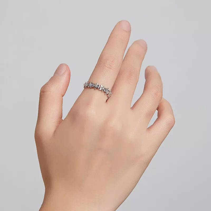 (afbeelding voor) Pandora Stijl Madeliefjes Band Ring - BSR184 - Bekijken 8
