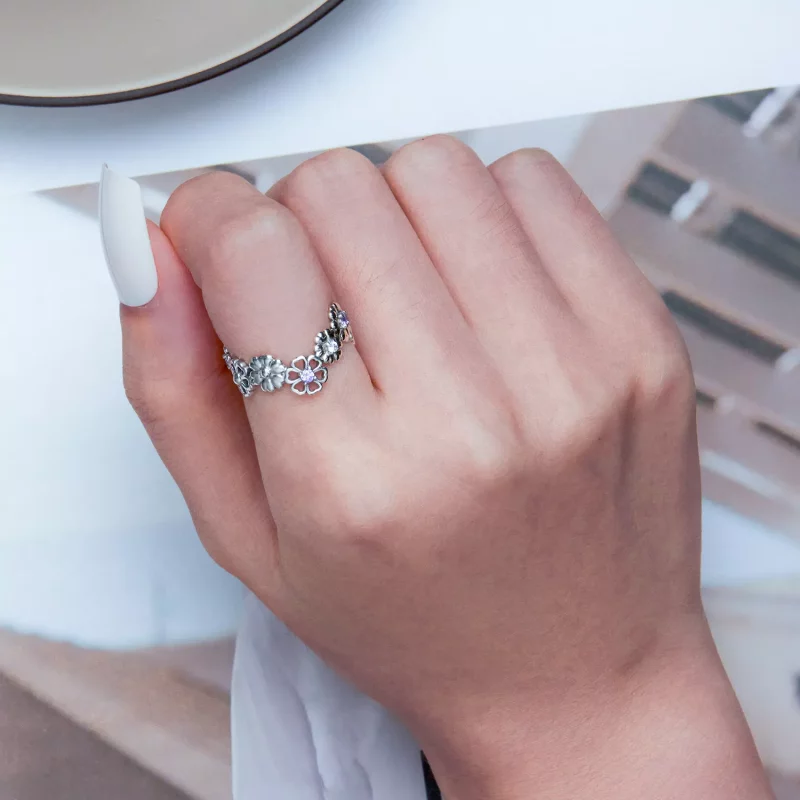 (afbeelding voor) Pandora Stijl Madeliefjes Ketting Ring - SCR873 - Bekijken 6