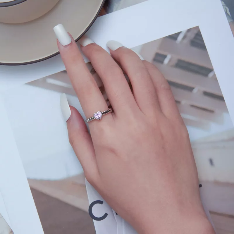 (afbeelding voor) Pandora Stijl Roze Hart Ring - SCR865 - Bekijken 5