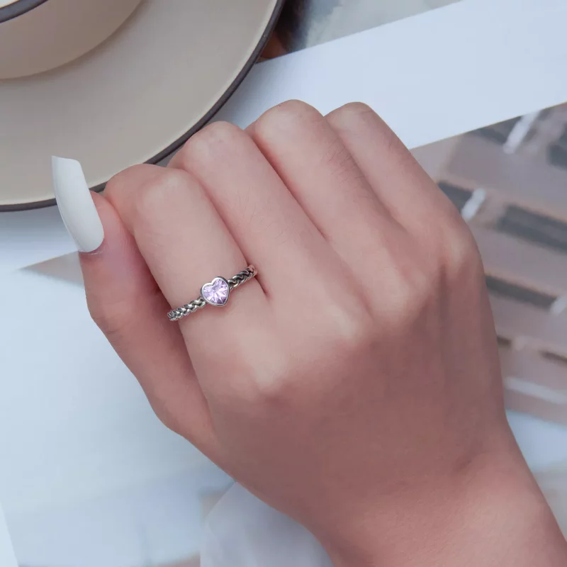 (afbeelding voor) Pandora Stijl Roze Hart Ring - SCR865 - Bekijken 6
