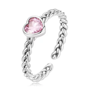 Pandora Stijl Roze Hart Ring - SCR865 (afbeelding voor) Pandora Stijl Roze Hart Ring - SCR865