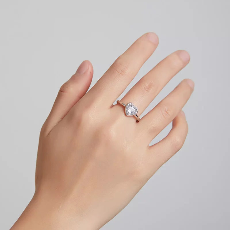 (afbeelding voor) Pandora Stijl Sprankelende Verhoogde Hart Ring - SCR725 - Bekijken 6