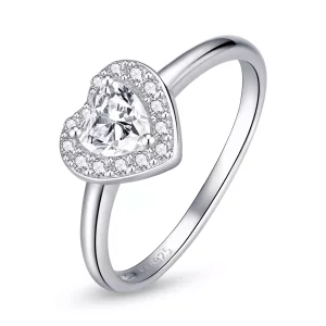 (afbeelding voor) Pandora Stijl Sprankelende Verhoogde Hart Ring - SCR725