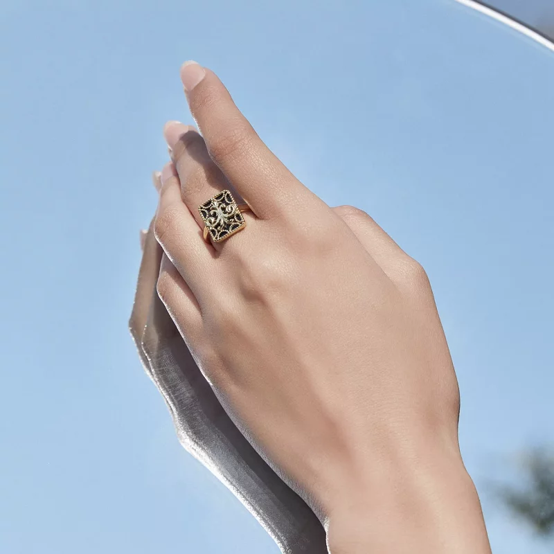(afbeelding voor) Pandora-stijl Vierkante Ring - BSR189 - Bekijken 4