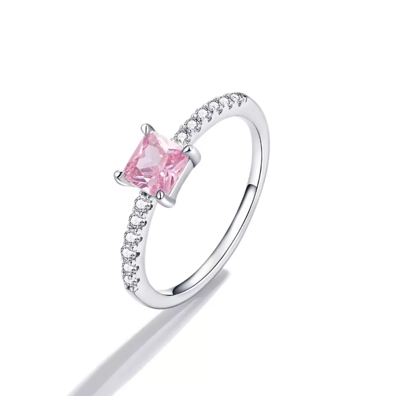 (afbeelding voor) Pandora Stijl Vierkante Sprankelende Halo Ring - BSR191 - Bekijken 2