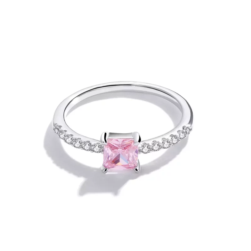 (afbeelding voor) Pandora Stijl Vierkante Sprankelende Halo Ring - BSR191 - Bekijken 3