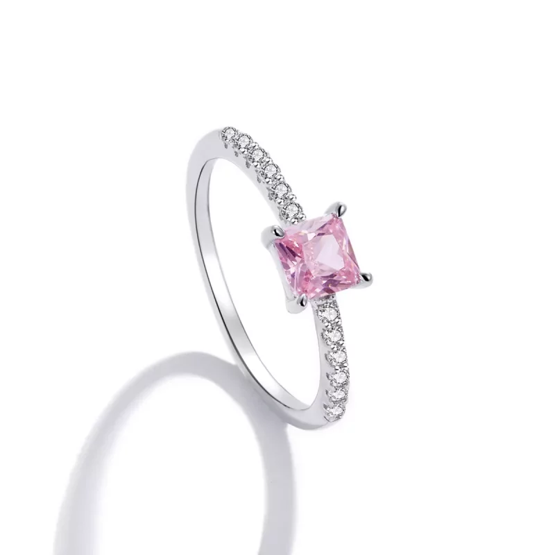 (afbeelding voor) Pandora Stijl Vierkante Sprankelende Halo Ring - BSR191 - Bekijken 4