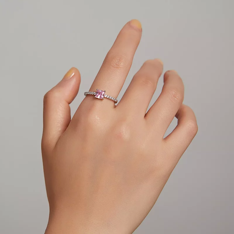 (afbeelding voor) Pandora Stijl Vierkante Sprankelende Halo Ring - BSR191 - Bekijken 6