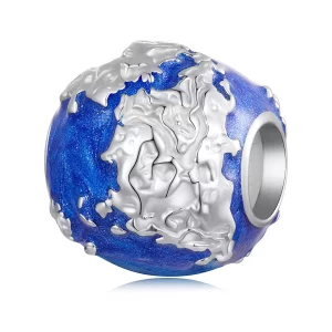 Pandora stijl wereldbol bedel - BSC846 (afbeelding voor) Pandora stijl wereldbol bedel - BSC846