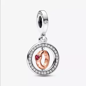 (afbeelding voor) Pandora Love draaiende bedel van sterling zilver en verguld met 14 karaats roségoud - 782600C01