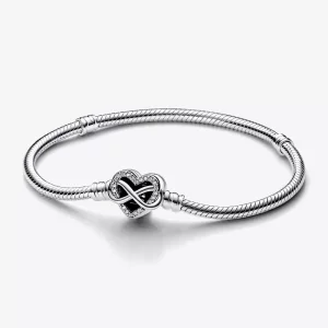 (afbeelding voor) Pandora Moments Sprankelende Infinity Hart Sluiting Snake Chain Armband - 592645C01