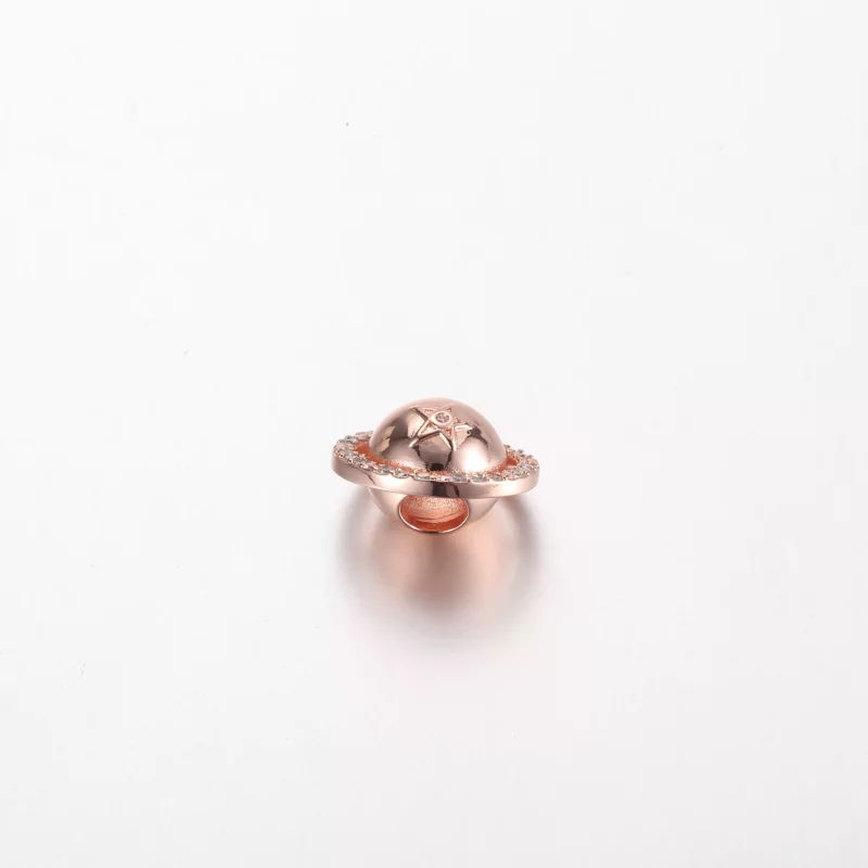 (afbeelding voor) Pandora Saturn planet 14k rosé goud-verguld bedeltje met heldere zirkonia - 7824 - Bekijken 3