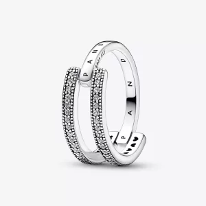 (afbeelding voor) Pandora Signature Logo & Pavé Double Band Ring - 192779C01