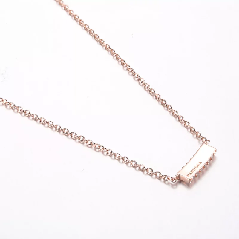 (afbeelding voor) Pandora Timeless Pavé Dubbele Rij Balk Halsketting - 382621C01-45 - Bekijken 3