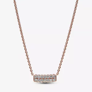 Pandora Timeless Pavé Dubbele Rij Balk Halsketting - 382621C01-45 (afbeelding voor) Pandora Timeless Pavé Dubbele Rij Balk Halsketting - 382621C01-45