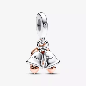 (afbeelding voor) Pandora Twee-Tinten Trouwbelletjes Dubbele Hangbedel - 782592C01