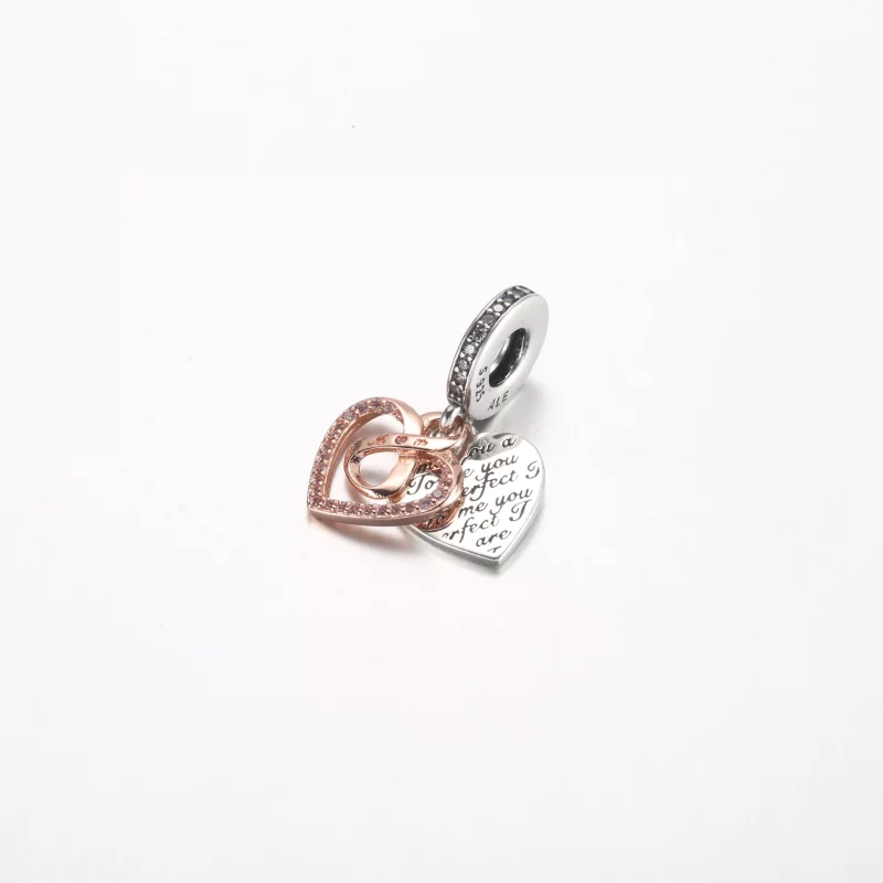 (afbeelding voor) Pandora Two-tone Infinity Heart Double Dangle Bedel - 782641C01 - Bekijken 2
