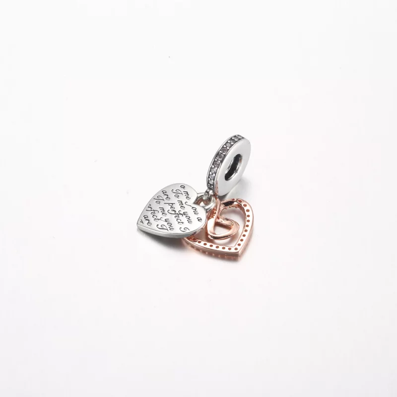(afbeelding voor) Pandora Two-tone Infinity Heart Double Dangle Bedel - 782641C01 - Bekijken 3