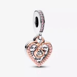 (afbeelding voor) Pandora Two-tone Infinity Heart Double Dangle Bedel - 782641C01
