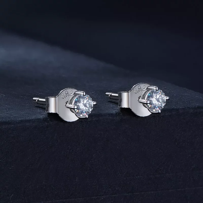 (afbeelding voor) Pandora Stijl 0.1Ct Moissanite Studs Oorbellen (Twee Certificaten) - MSE038 - Bekijken 2