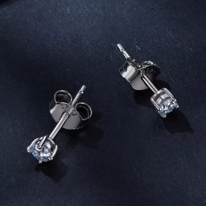 (afbeelding voor) Pandora Stijl 0.1Ct Moissanite Studs Oorbellen (Twee Certificaten) - MSE038 - Bekijken 3