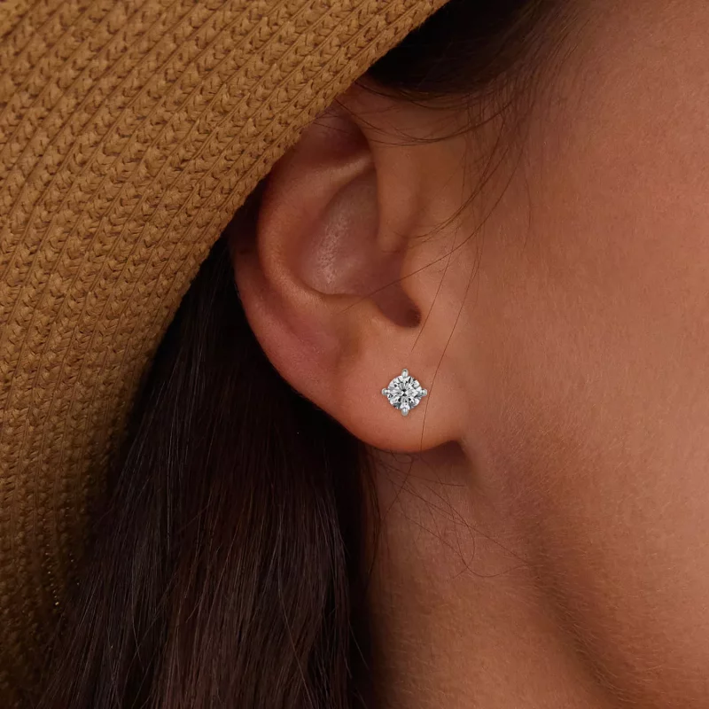 (afbeelding voor) Pandora Stijl 0.1Ct Moissanite Studs Oorbellen (Twee Certificaten) - MSE038 - Bekijken 5