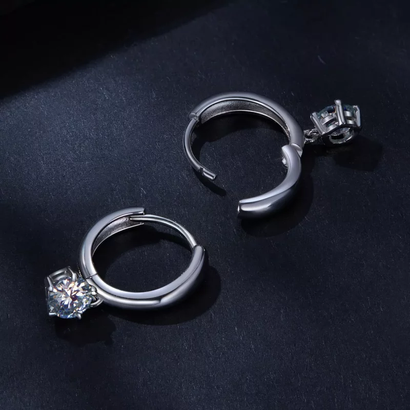 (afbeelding voor) Pandora-stijl 0,5 karaat Moissanite oorbellen met hangers (Twee certificaten) - - Bekijken 4