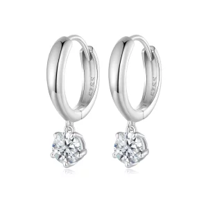 (afbeelding voor) Pandora-stijl 0,5 karaat Moissanite oorbellen met hangers (Twee certificaten) - MSE040