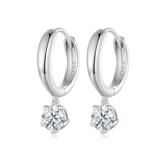 (afbeelding voor) Pandora-stijl 0,5 karaat Moissanite oorbellen met hangers (Twee certificaten) - MSE040