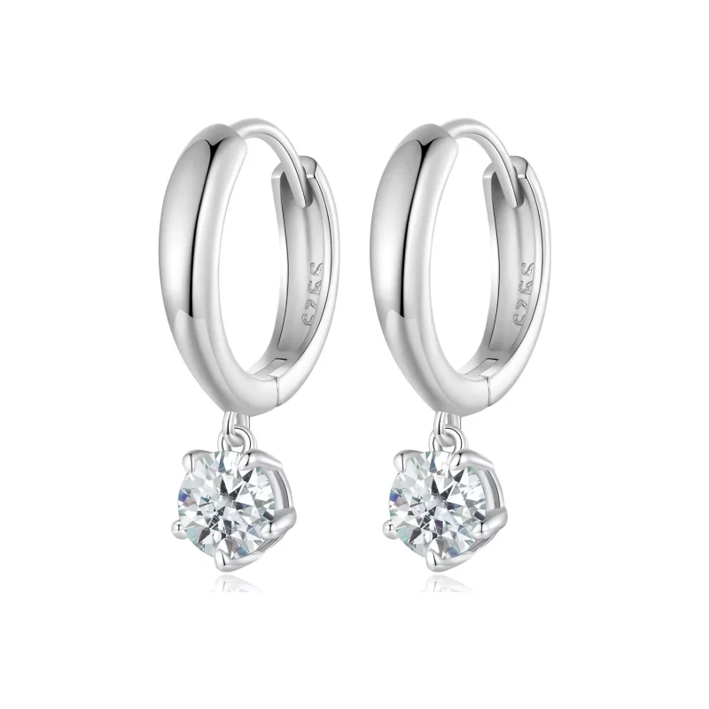 (afbeelding voor) Pandora-stijl 0,5 karaat Moissanite oorbellen met hangers (Twee certificaten) - MSE040