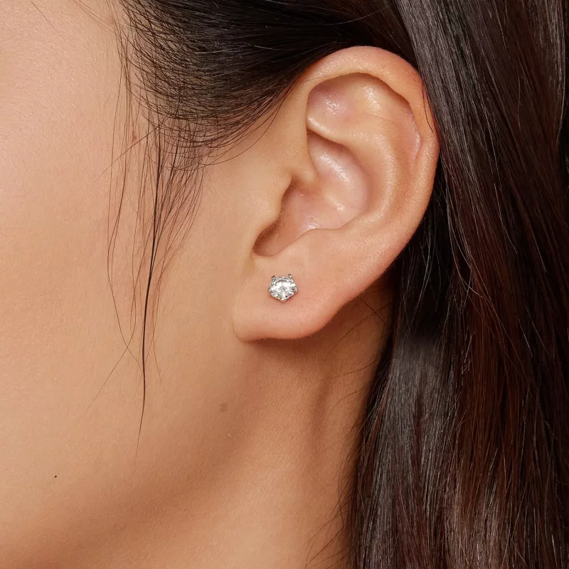 (afbeelding voor) Pandora-stijl 0,5 karaat Moissanite-stekkers oorbellen - MSE024-S - Bekijken 3