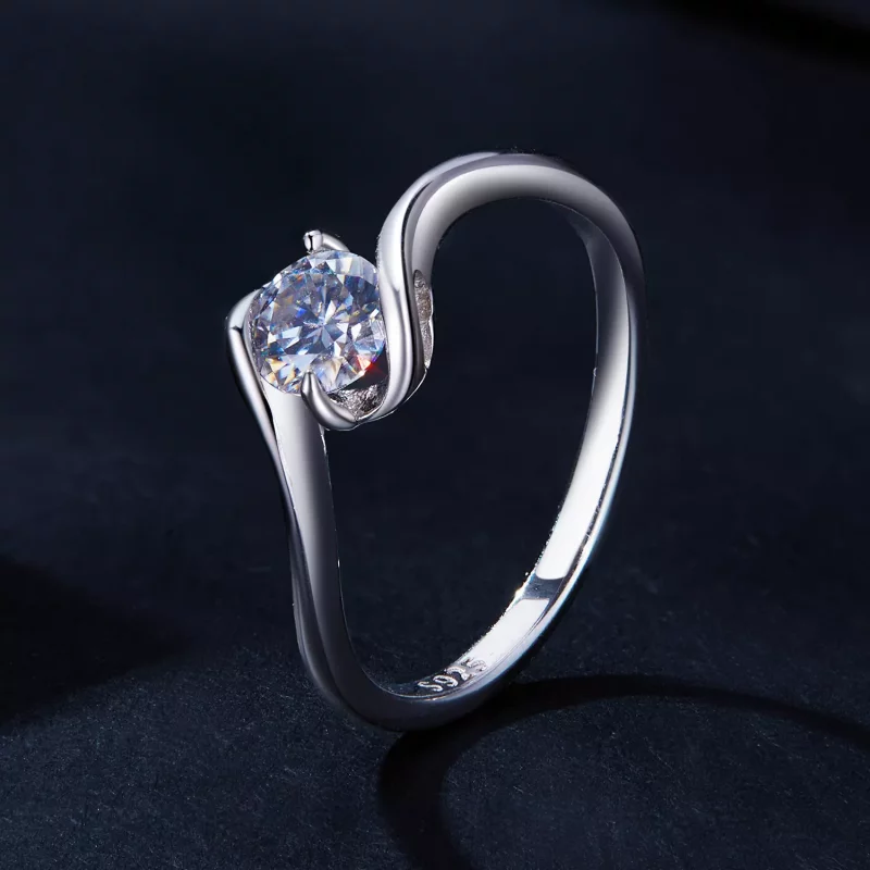 (afbeelding voor) Pandora-stijl 0.5Ct Moissanite Ring (Eén Certificaat) - MSR040 - Bekijken 2