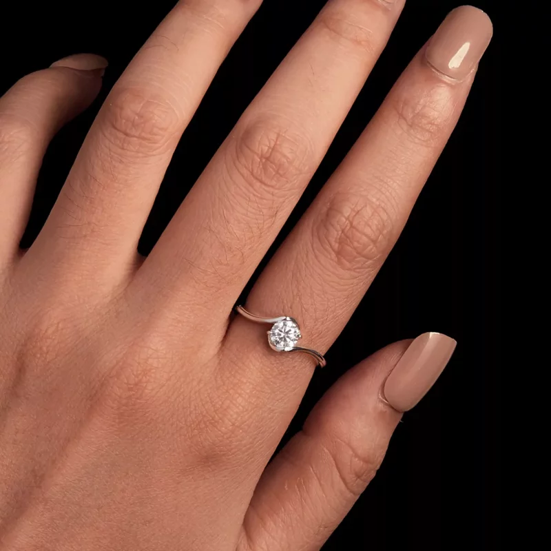 (afbeelding voor) Pandora-stijl 0.5Ct Moissanite Ring (Eén Certificaat) - MSR040 - Bekijken 5