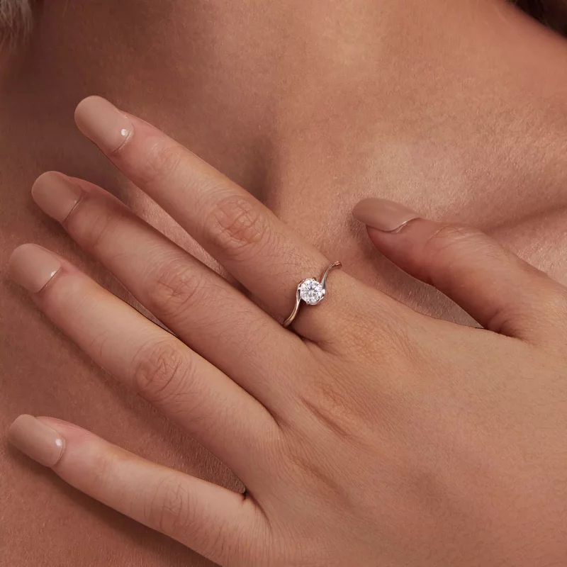(afbeelding voor) Pandora-stijl 0.5Ct Moissanite Ring (Eén Certificaat) - MSR040 - Bekijken 6