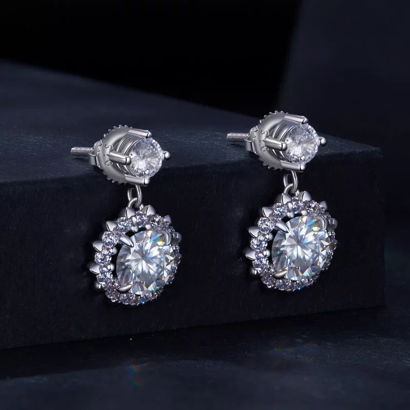 (afbeelding voor) Pandora-stijl 1 karaat Moissanite-stekeroorbellen - MSE028 - Bekijken 2
