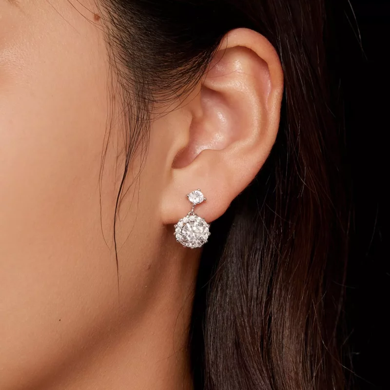 (afbeelding voor) Pandora-stijl 1 karaat Moissanite-stekeroorbellen - MSE028 - Bekijken 5