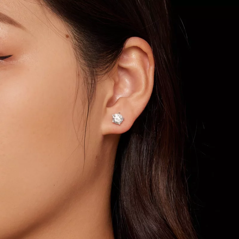 (afbeelding voor) Pandora-stijl 1 karaat Moissanite Studs Oorbellen - MSE024-L - Bekijken 2