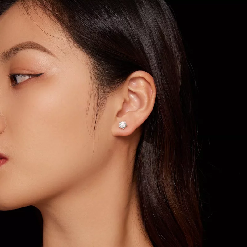 (afbeelding voor) Pandora-stijl 1 karaat Moissanite Studs Oorbellen - MSE024-L - Bekijken 3
