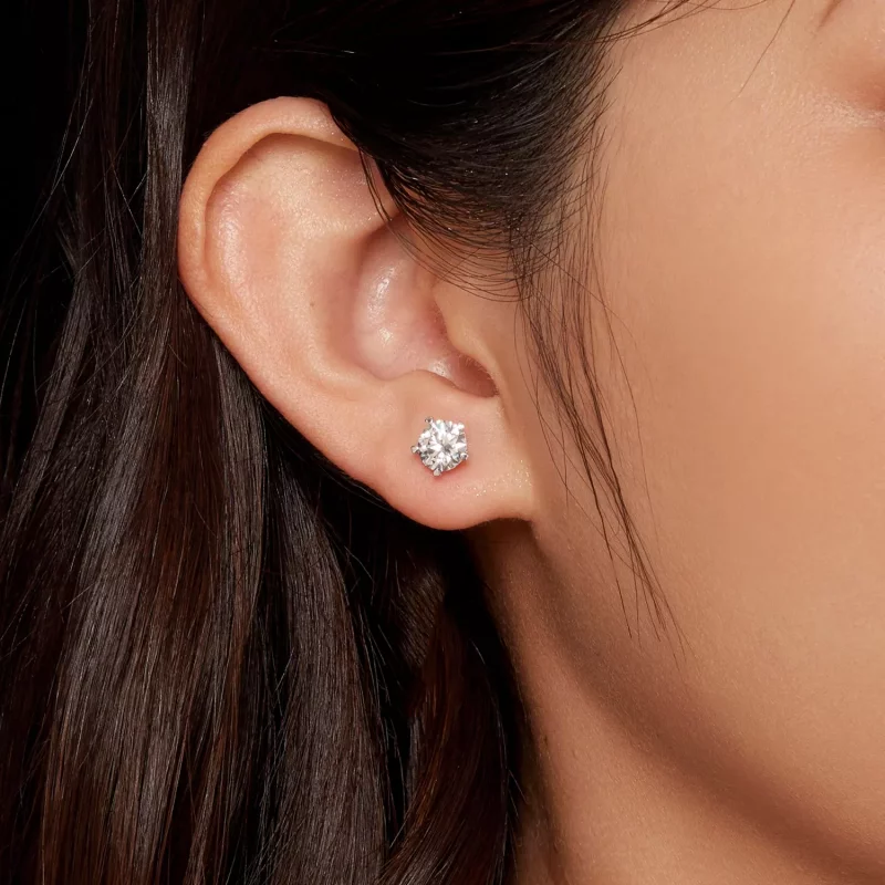 (afbeelding voor) Pandora-stijl 1 karaat Moissanite Studs Oorbellen - MSE024-L - Bekijken 4