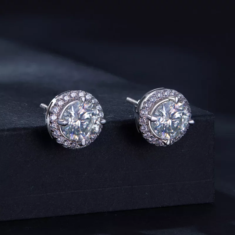 (afbeelding voor) Pandora stijl 1-karaats Moissanite Studs Oorbellen (Twee Certificaten) - MSE039 - Bekijken 2