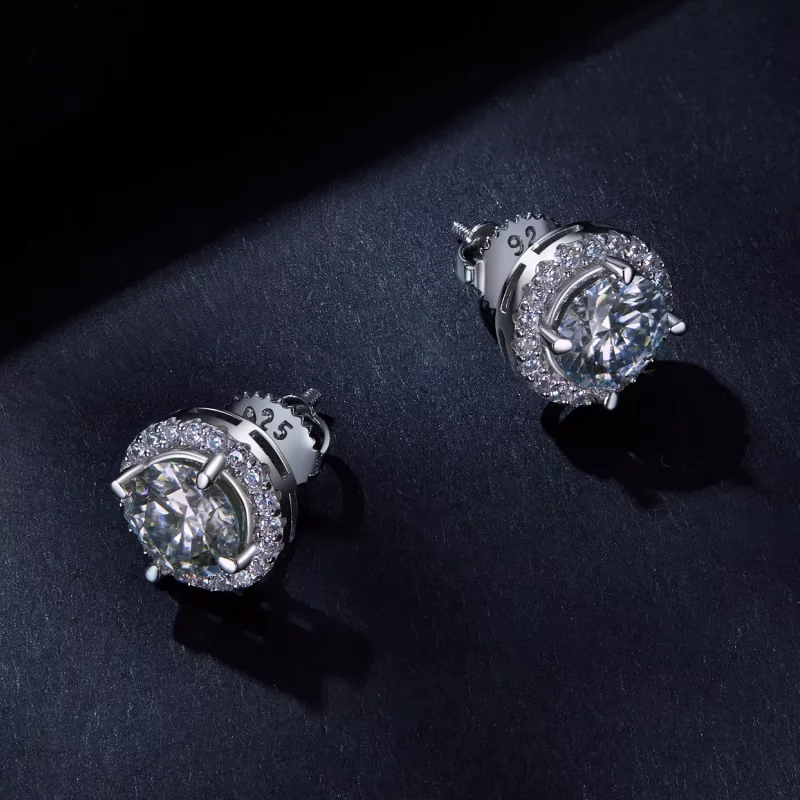 (afbeelding voor) Pandora stijl 1-karaats Moissanite Studs Oorbellen (Twee Certificaten) - MSE039 - Bekijken 3
