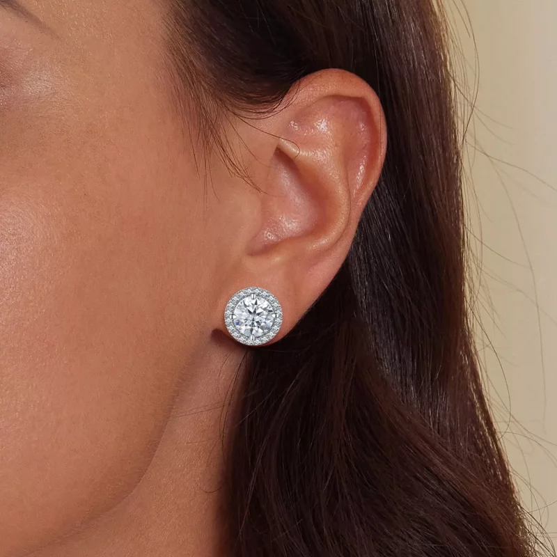(afbeelding voor) Pandora stijl 1-karaats Moissanite Studs Oorbellen (Twee Certificaten) - MSE039 - Bekijken 5