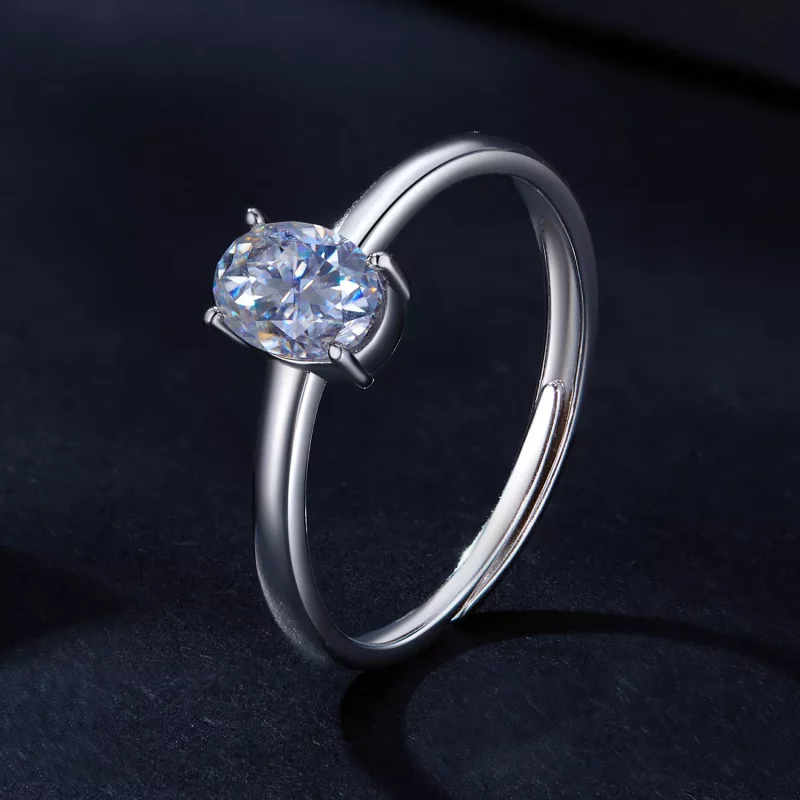 (afbeelding voor) Pandora Stijl 1Ct Ei-vormige Moissanite Ring (Eén Certificaat) - MSR039 - Bekijken 2