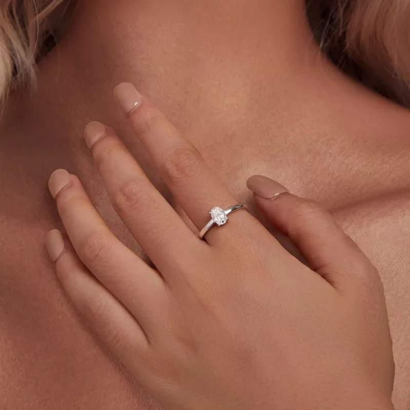 (afbeelding voor) Pandora Stijl 1Ct Ei-vormige Moissanite Ring (Eén Certificaat) - MSR039 - Bekijken 5