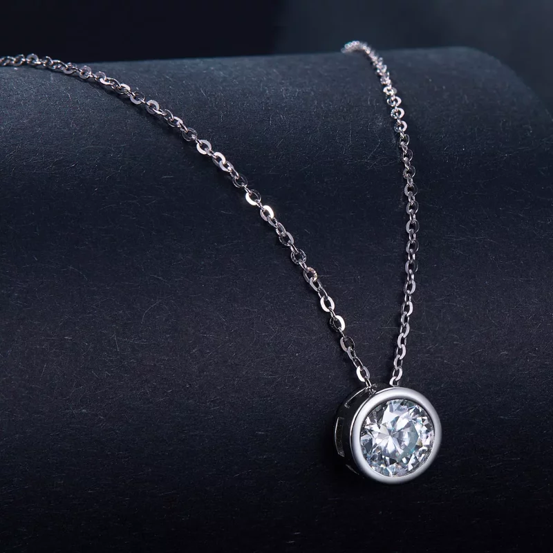 (afbeelding voor) Pandora-stijl 1Ct Moissanite Ketting (Eén Certificaat) - MSN021 - Bekijken 2