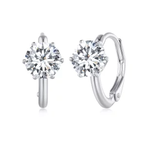 (afbeelding voor) Pandora-stijl 1Ct Moissanite Oorringen met Hoepel (Eén Certificaat) - MSE037