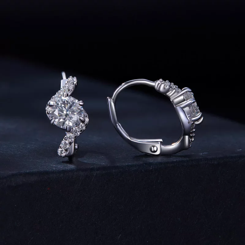 (afbeelding voor) Pandora-stijl 50-punten moissanite Hoepeloorbellen (Twee certificaten) - MSE036 - Bekijken 2