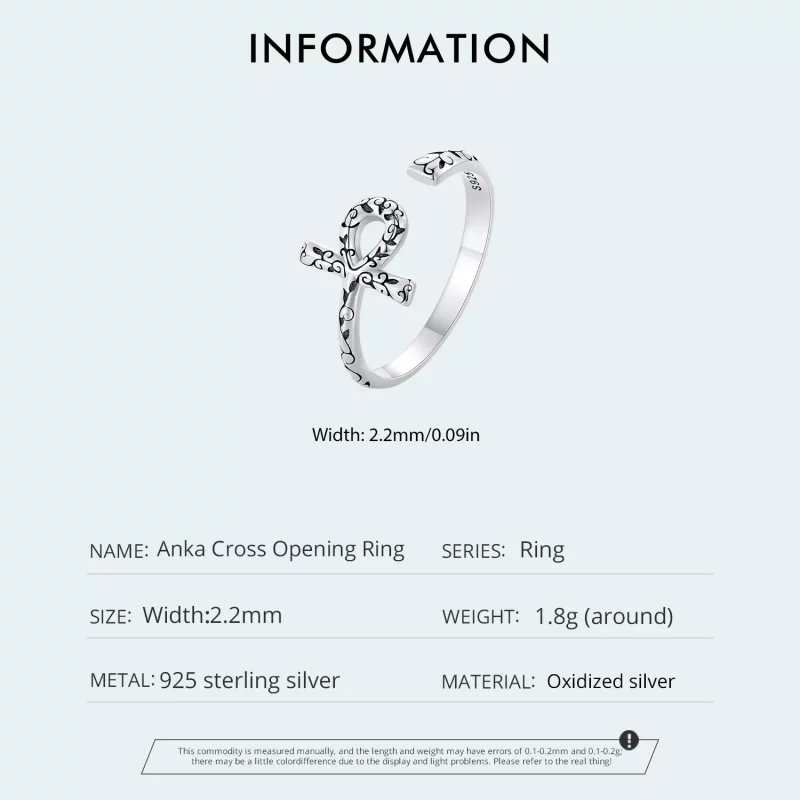 (afbeelding voor) Pandora Stijl Ankh Kruis Open Ring - SCR972-E - Bekijken 4