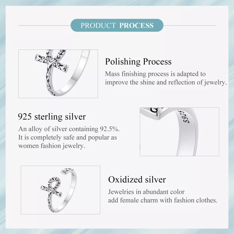 (afbeelding voor) Pandora Stijl Ankh Kruis Open Ring - SCR972-E - Bekijken 6