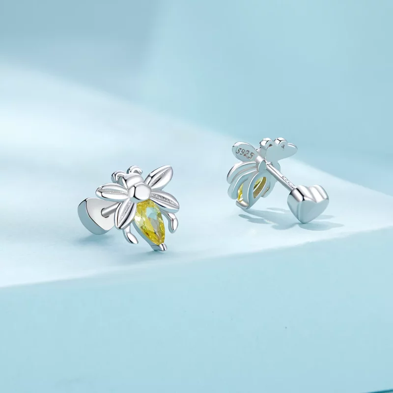 (afbeelding voor) Pandora-stijl Bijen Twee Draag Studs Oorbellen - SCE1580 - Bekijken 2